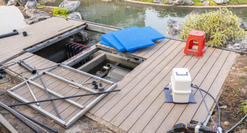 Pond Filter System for keeping,providing a means to remove harmful substances and improve overall water quality.